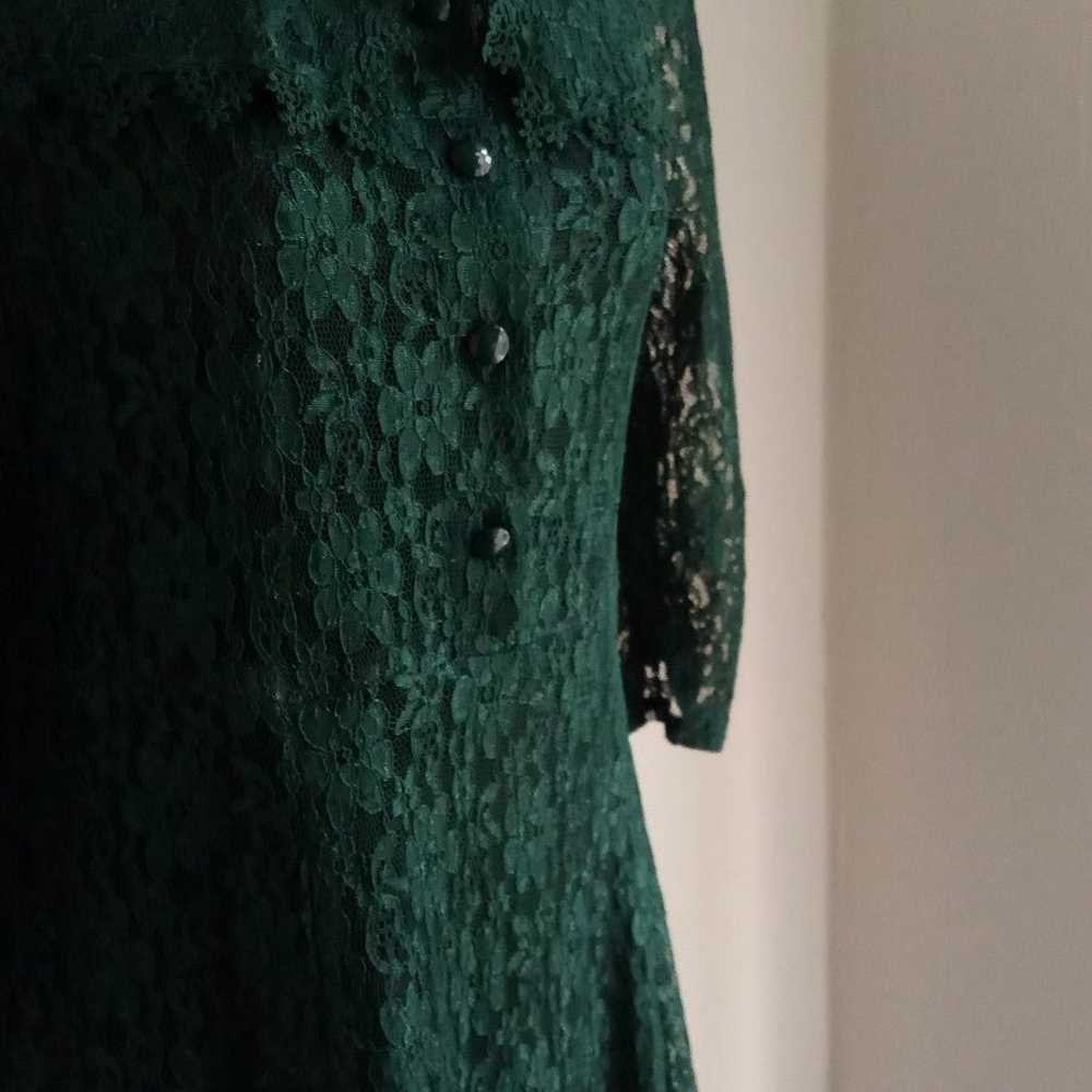 Vintage Hunter Green Lace Dress - image 10