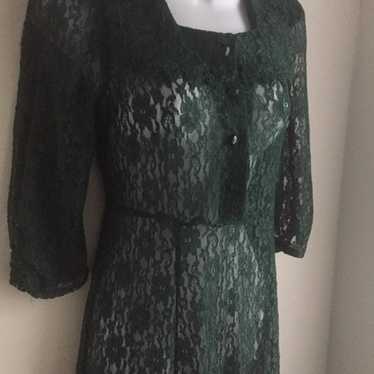 Vintage Hunter Green Lace Dress - image 1