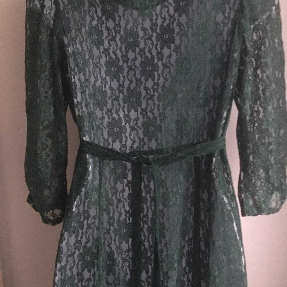 Vintage Hunter Green Lace Dress - image 4