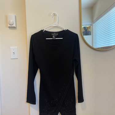 Black Vintage Beaded Mini Dress