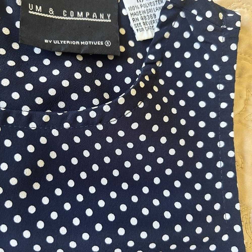 Vintage Navy Blue Polka Dot Sun Dress - image 4