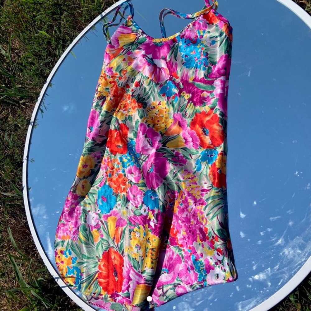 vintage silk floral slip dress - image 1