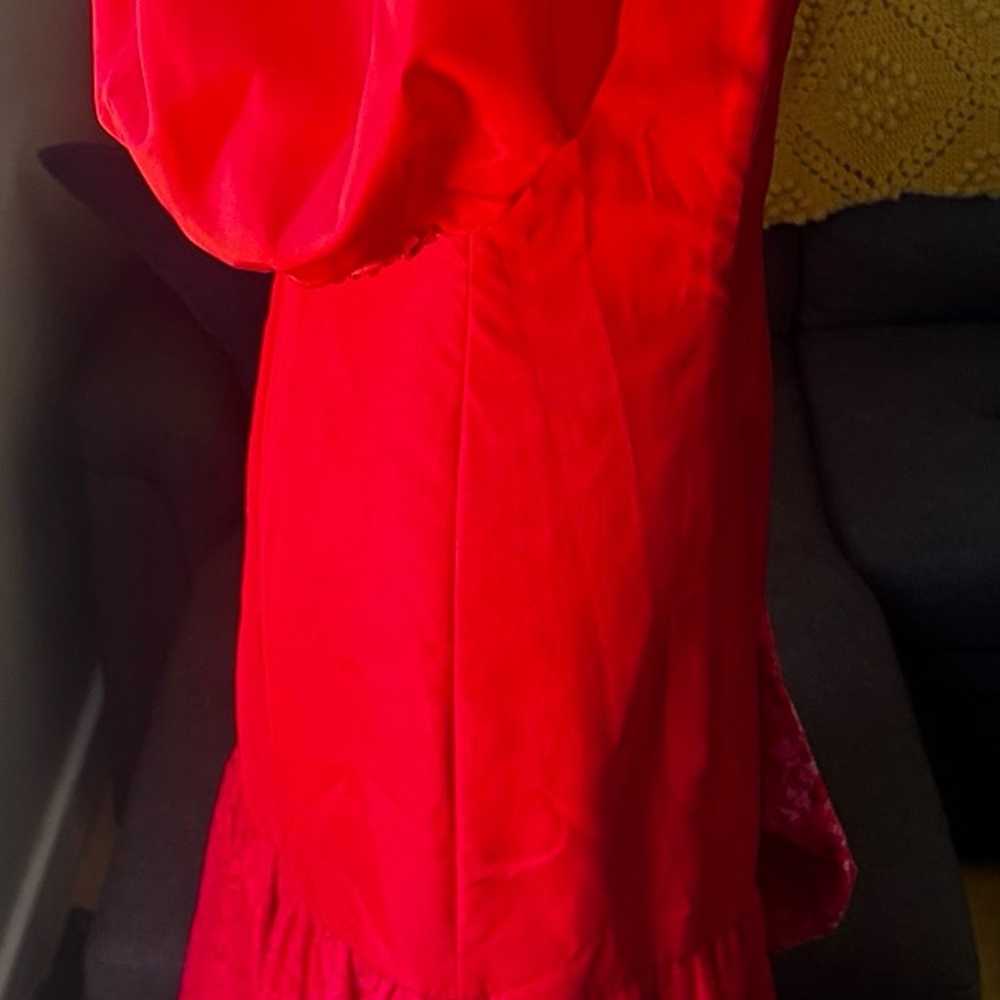 Vintage 80’s Puff Sleeve Fitted Dress w/Bow - image 6