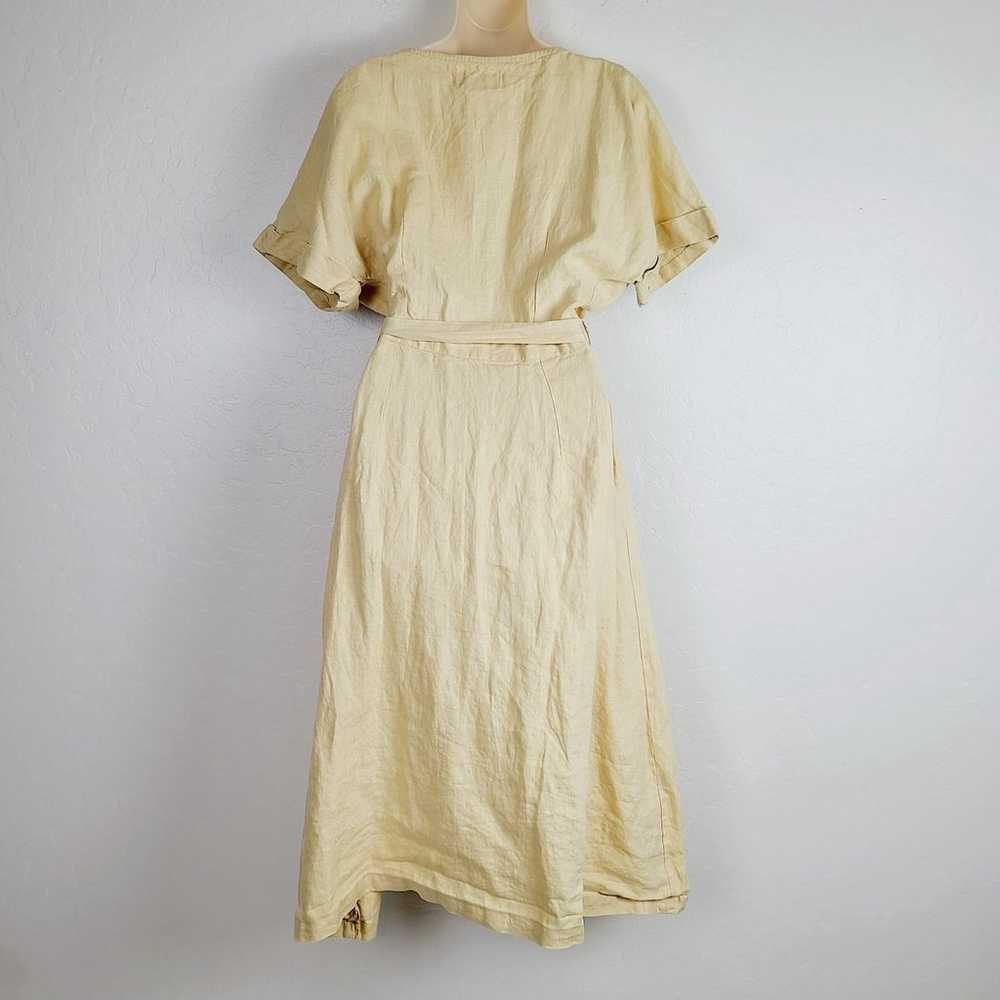 Posse Womens Oatmeal  Linen V-Neck Midi Dress S/M - image 2