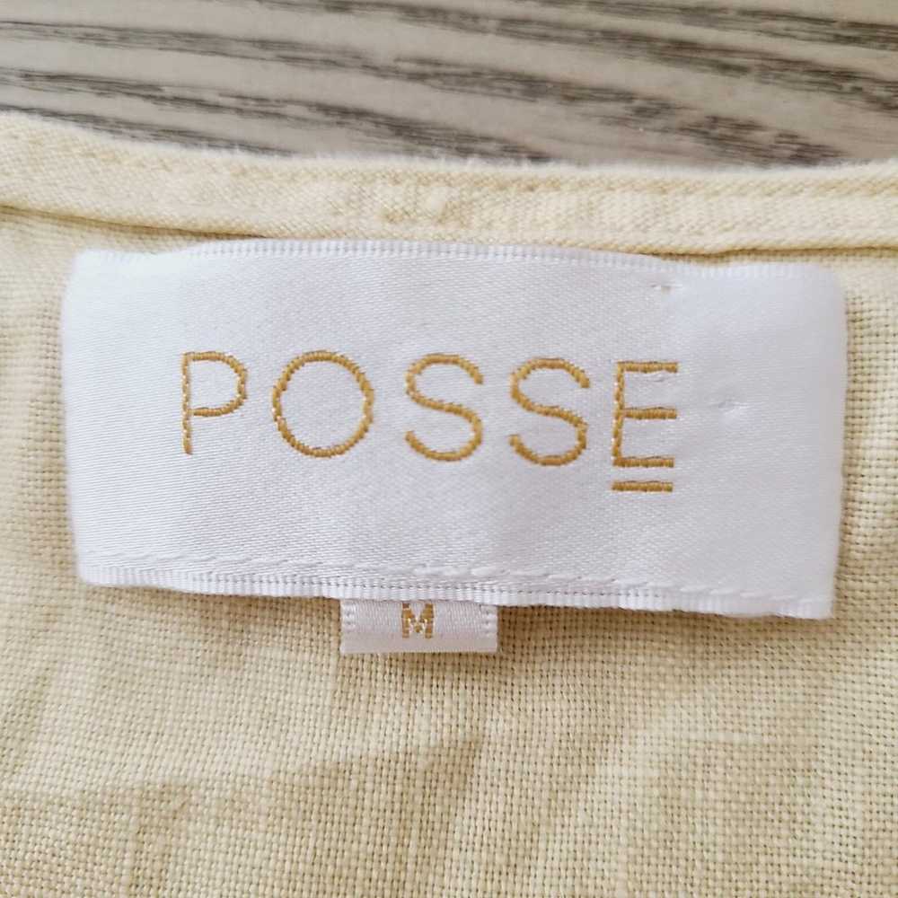 Posse Womens Oatmeal  Linen V-Neck Midi Dress S/M - image 9