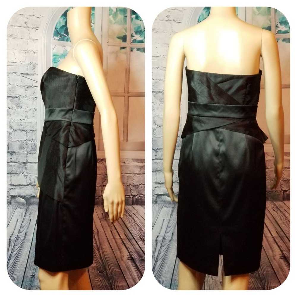 Black Satin & Polyester Strapless Dress - image 2