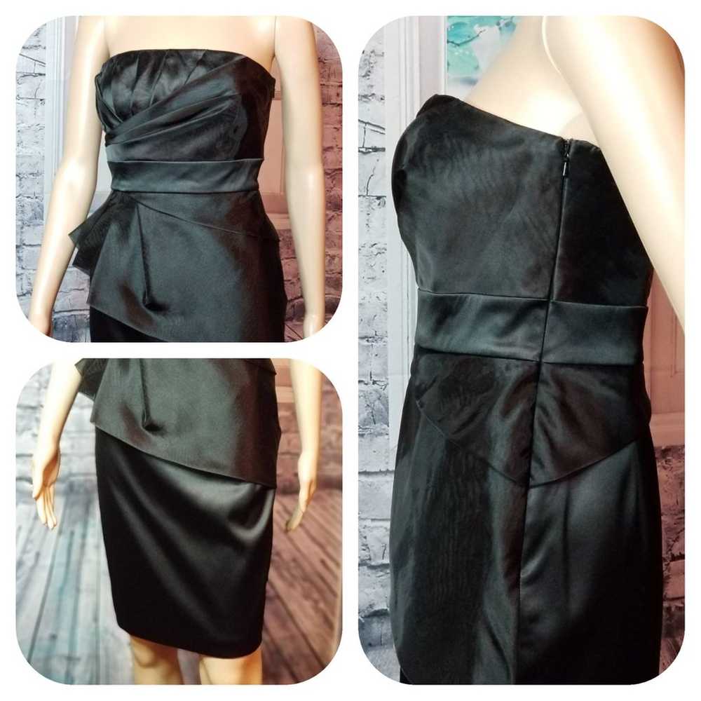 Black Satin & Polyester Strapless Dress - image 3