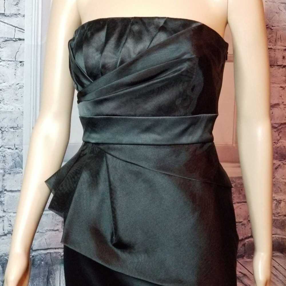 Black Satin & Polyester Strapless Dress - image 5