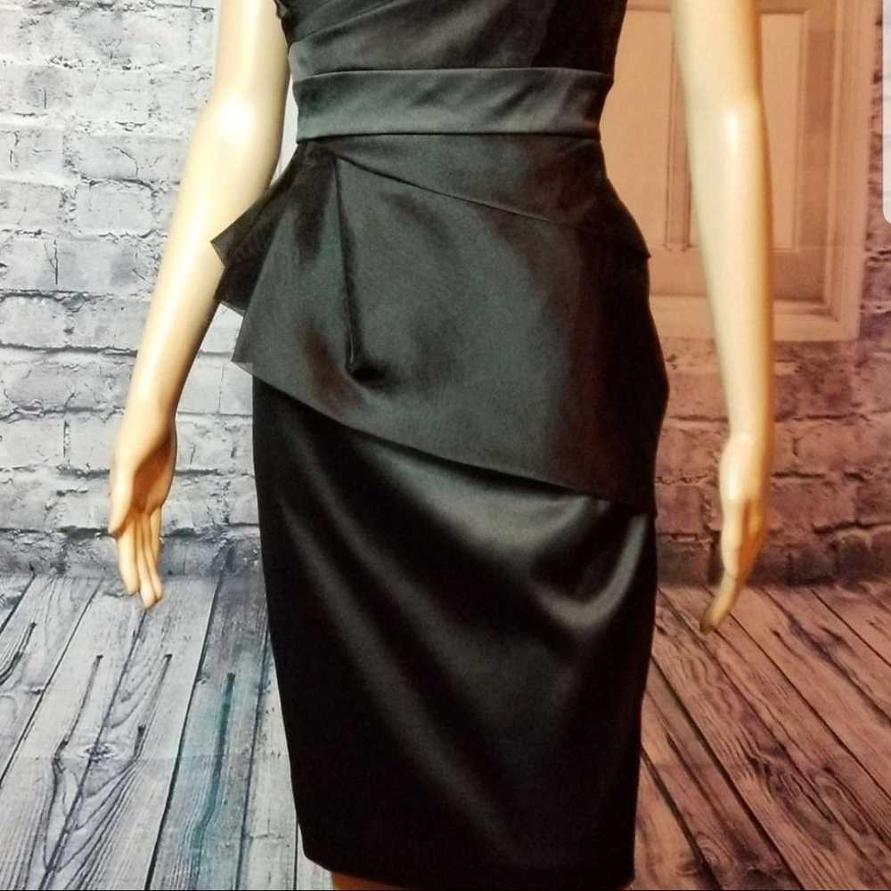 Black Satin & Polyester Strapless Dress - image 6