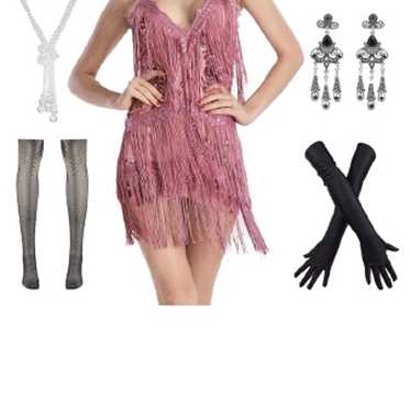 pink Fringe flapper dress