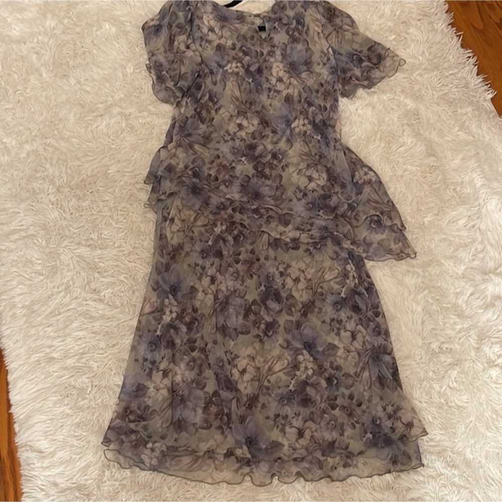 Vintage Cattiva New York Blue Green Floral Maxi D… - image 2