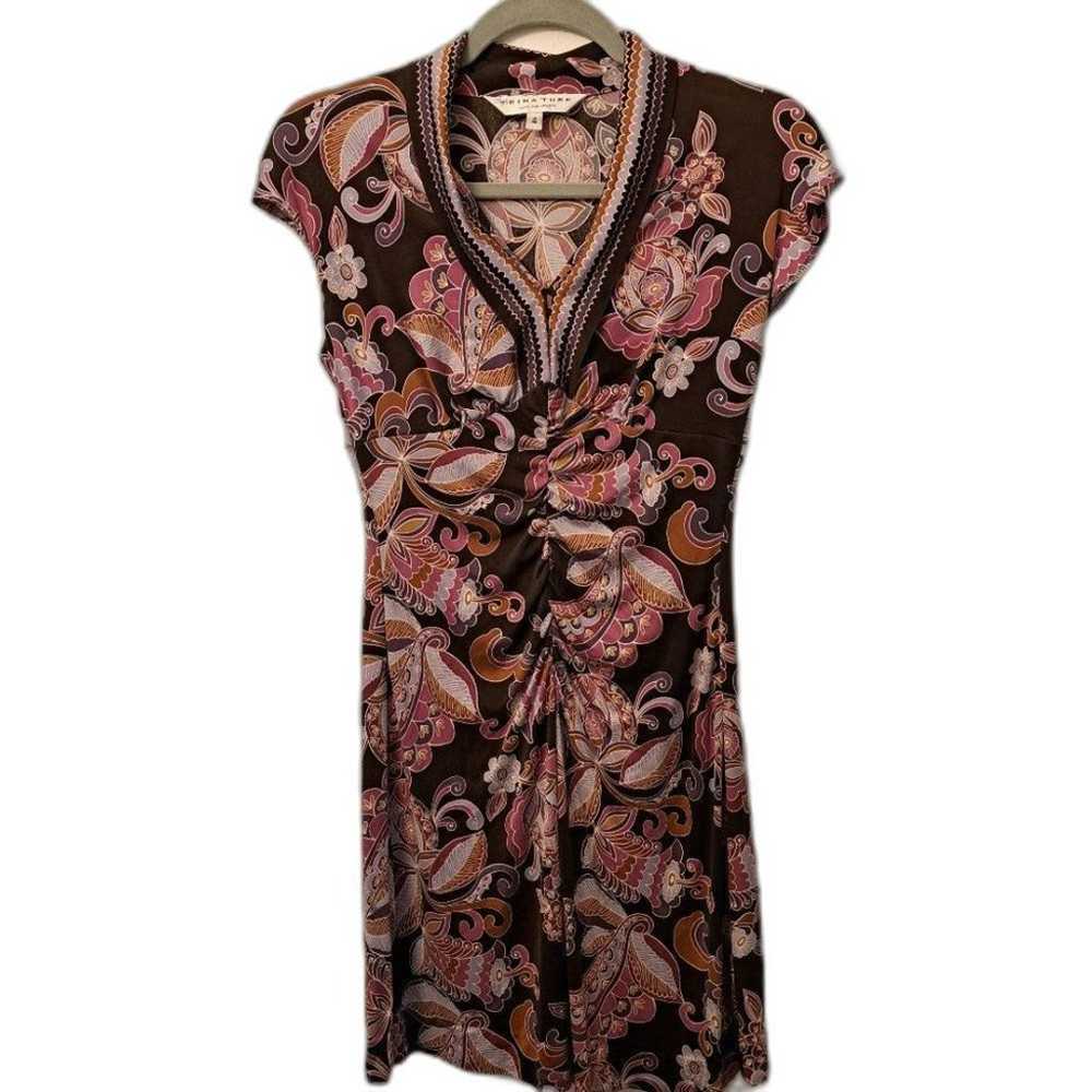 Trina Turk Floral Bias Cut Silk Mini Dress Size 4 - image 1