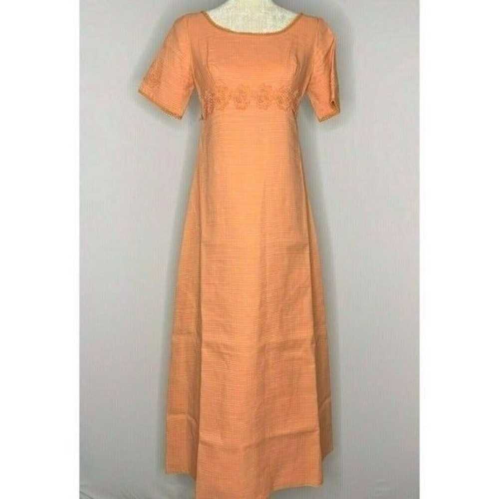 Vintage 60s Evening Maxi Dress S Peach - image 2