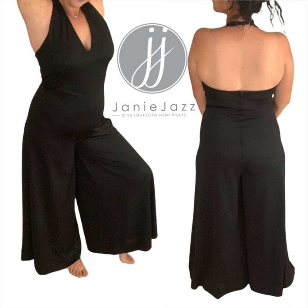 Vintage 1970s Wide Palazzo Leg Halter Jumpsuit & … - image 2