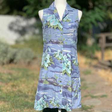 Tommy Bahama Silk Sleeveless Tropical Blue Dress … - image 1