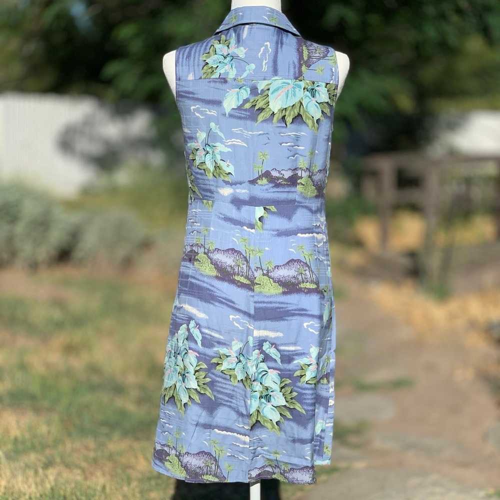 Tommy Bahama Silk Sleeveless Tropical Blue Dress … - image 3