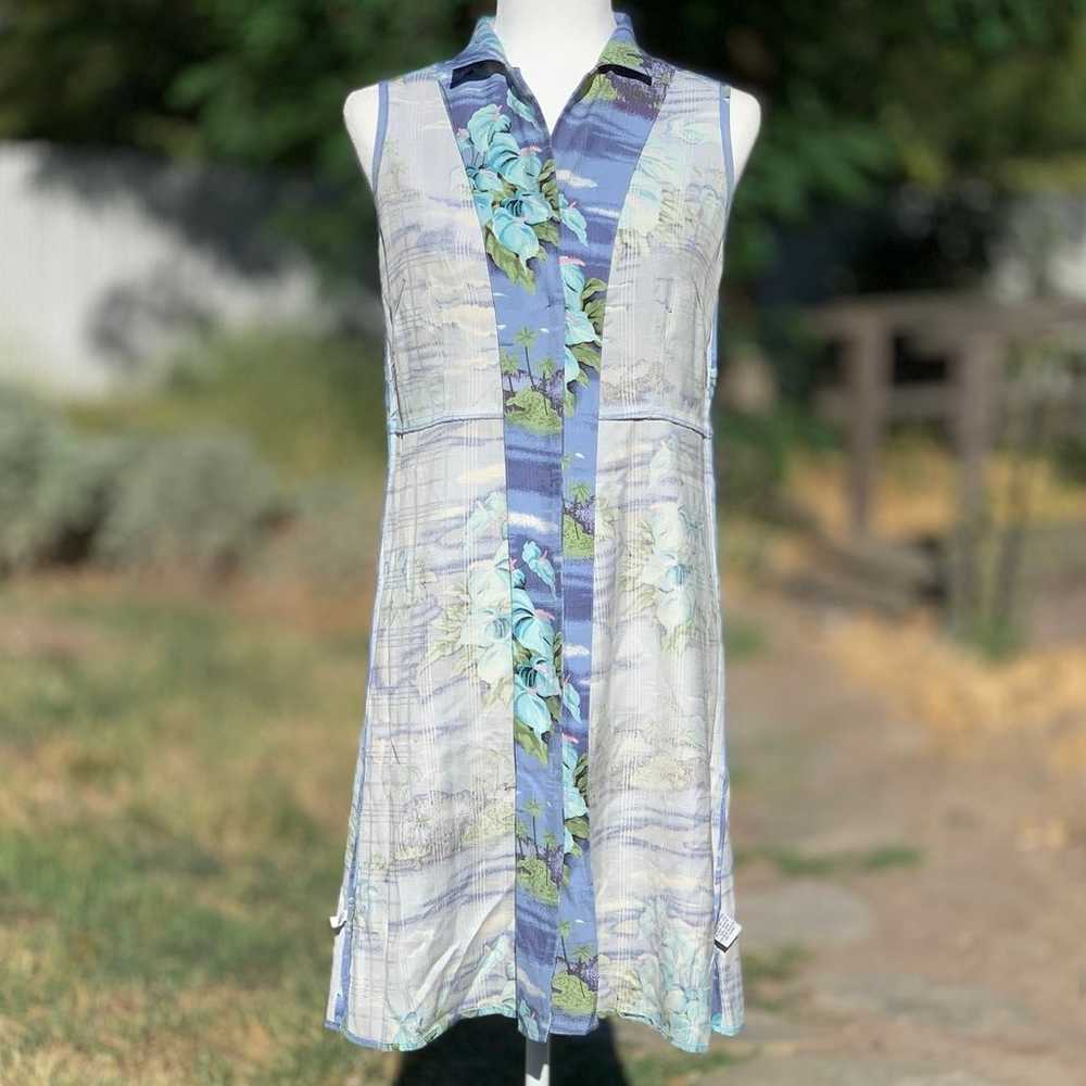 Tommy Bahama Silk Sleeveless Tropical Blue Dress … - image 7