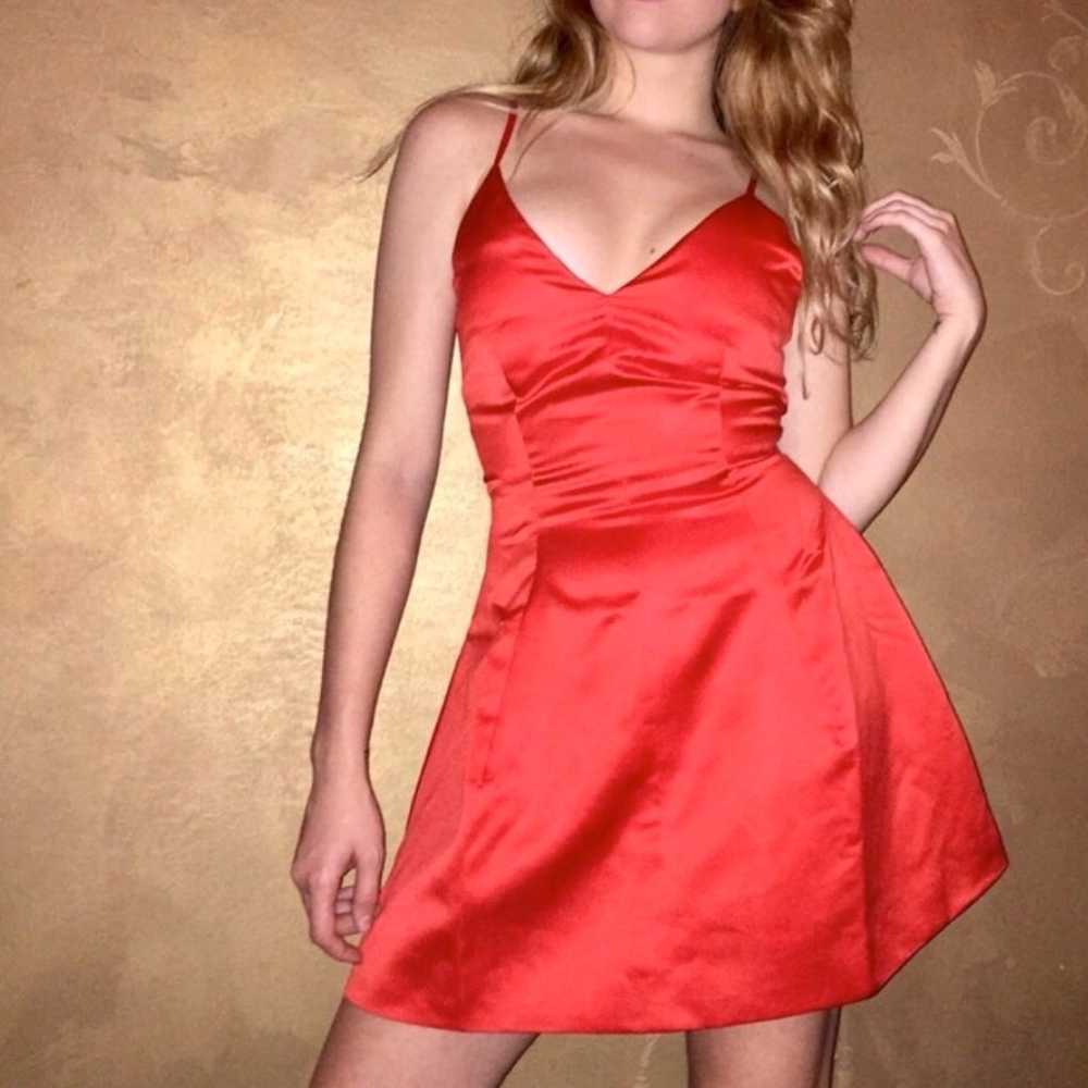 Red Satin Mini Dress - image 1