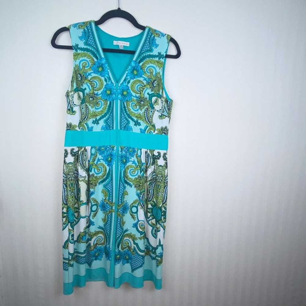 Sandra Darren Blue and Green Dress - image 2