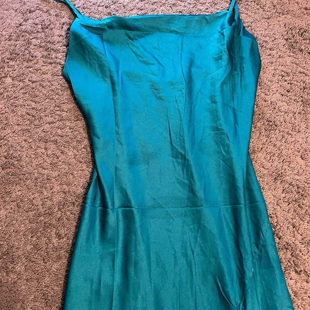 Teal Satin Dress - image 3