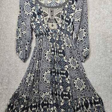 One World Sz M Bohemian Dress 3/4 Sleeves - image 1