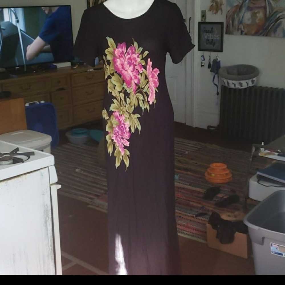 Vintage Carole Little Floral Maxi Dress - image 1