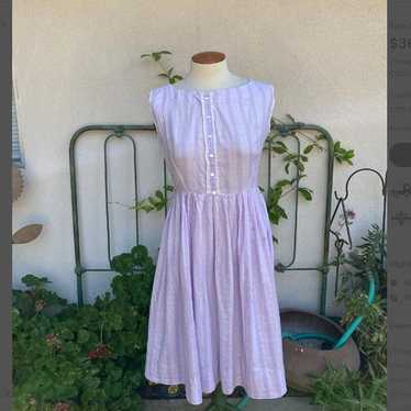 Vintage mauve sheath knee-length cotton summer dr… - image 1