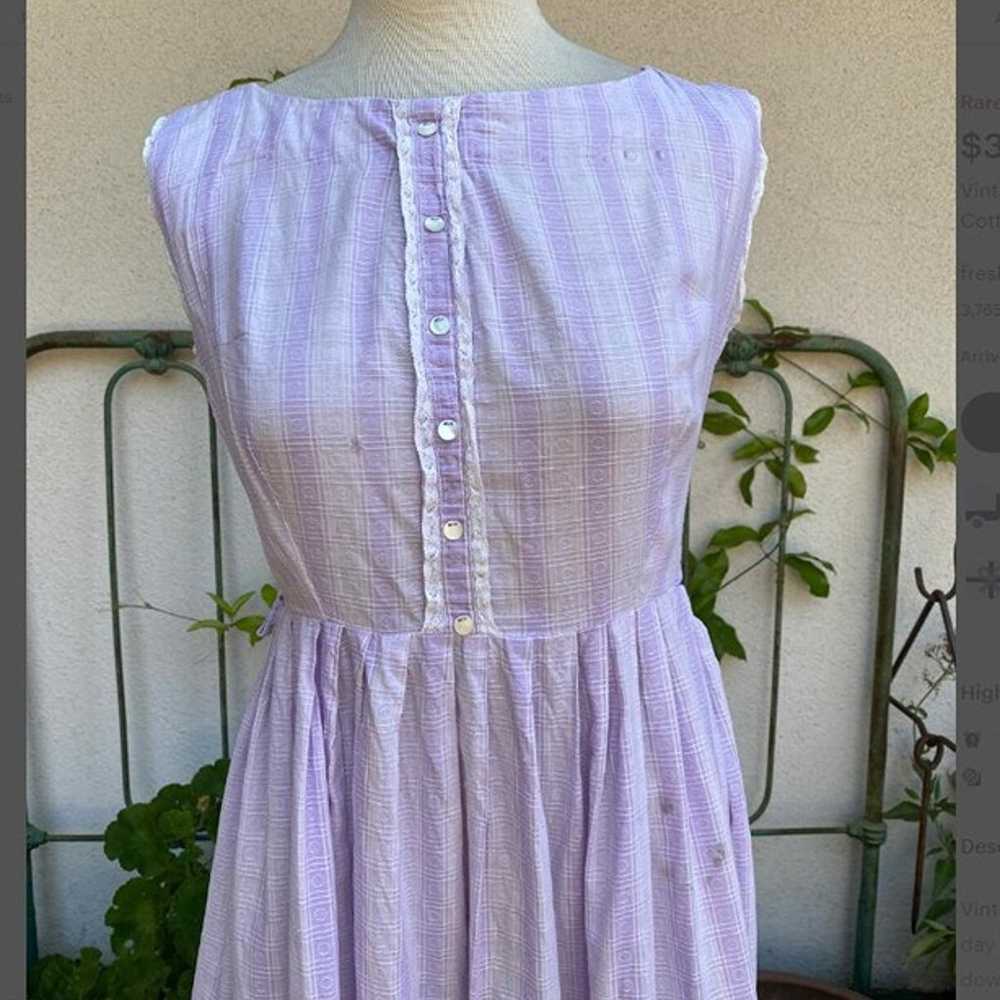 Vintage mauve sheath knee-length cotton summer dr… - image 2