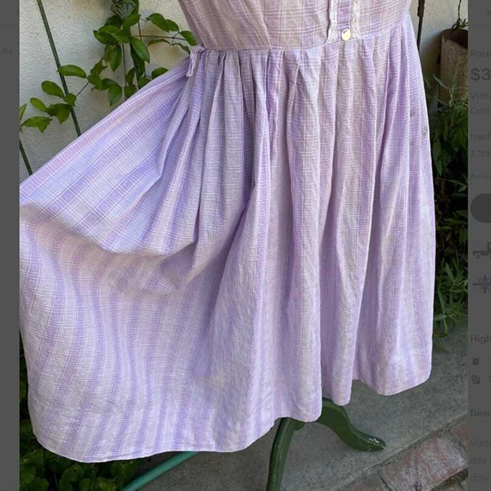 Vintage mauve sheath knee-length cotton summer dr… - image 3