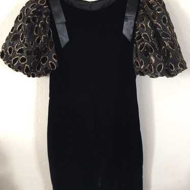 Valvet vintage puffed shoulder dress