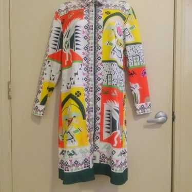 NWOT Aztec Print 1970s Style L/S Shirt Dress - image 1