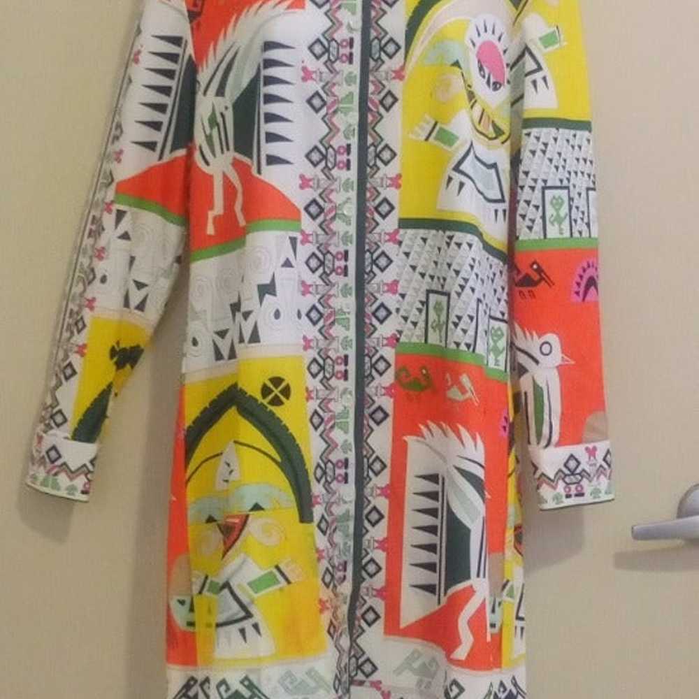 NWOT Aztec Print 1970s Style L/S Shirt Dress - image 3