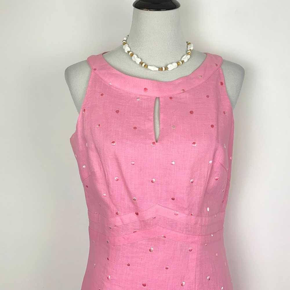 Irish Linen Sheath Dress Petticoat Lane Pink Polk… - image 3