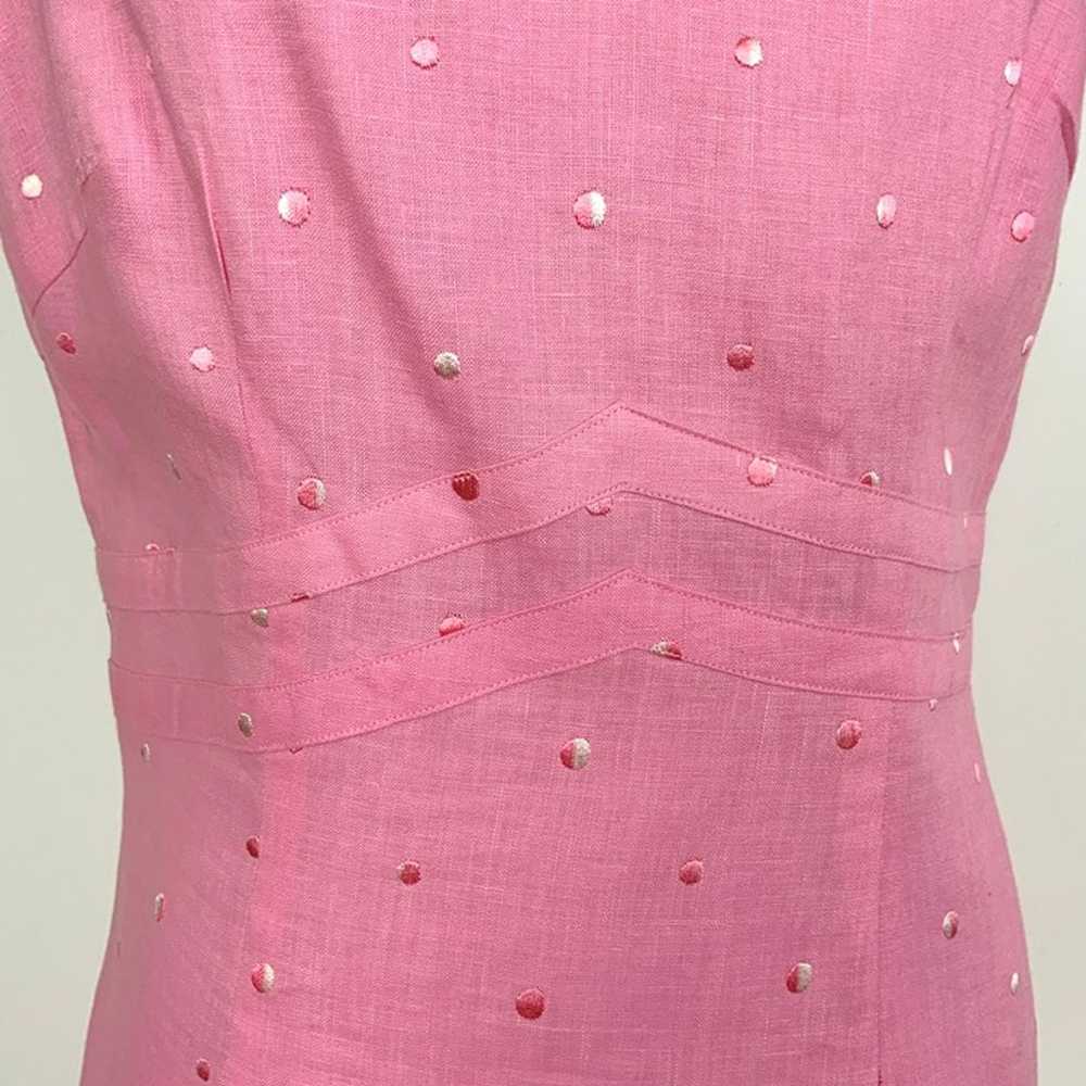 Irish Linen Sheath Dress Petticoat Lane Pink Polk… - image 4