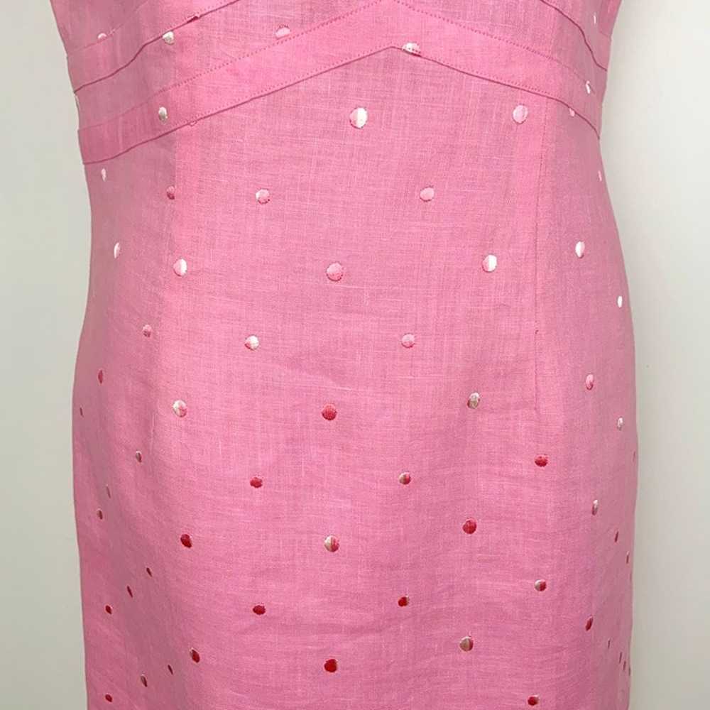 Irish Linen Sheath Dress Petticoat Lane Pink Polk… - image 5