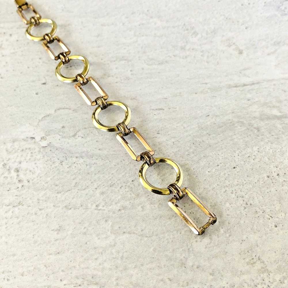 Two Tone Geometric Links Gold Filled Bracelet - image 2