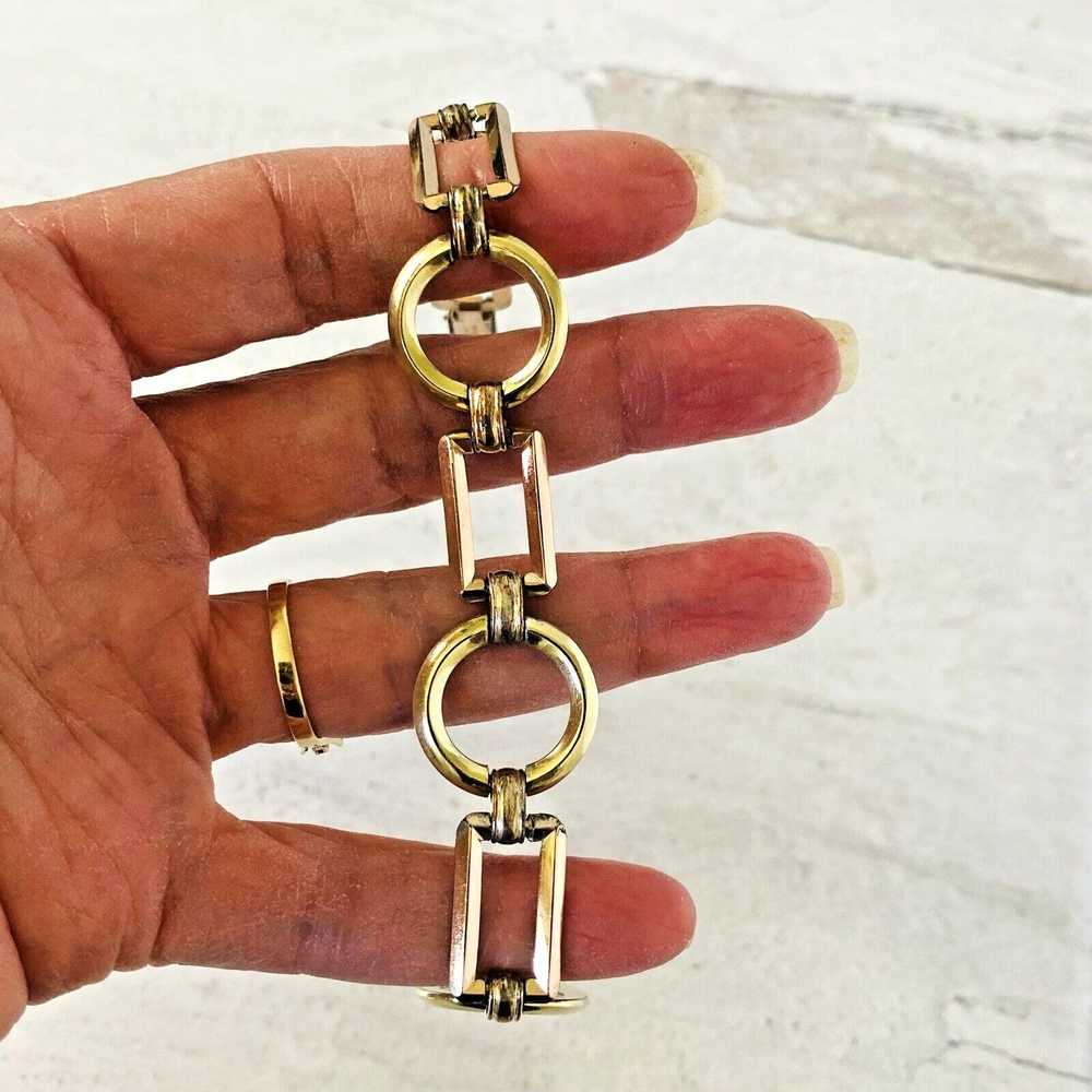 Two Tone Geometric Links Gold Filled Bracelet - image 4