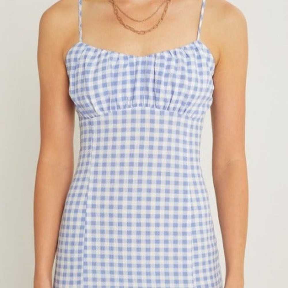 WOMEN'S BLUE GINGHAM SPAGHETTI STRAP CAMI MINI DR… - image 4