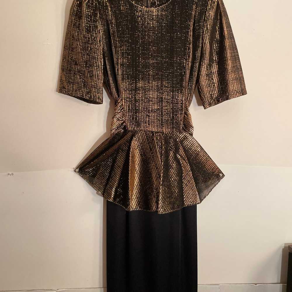 VINTAGE 1970s PARTY DRESS GOLD Metallic Size 8/9 … - image 1