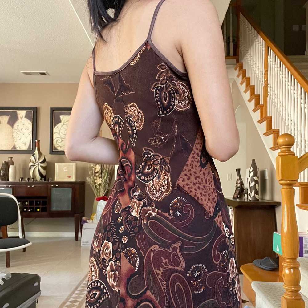 vintage y2k brown paisley midi dress - image 3