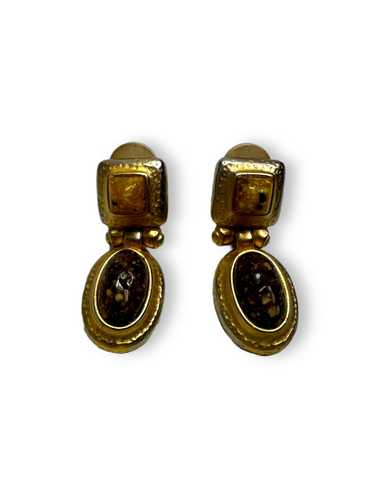 1980s Gold And Enamel Dangle Earrings