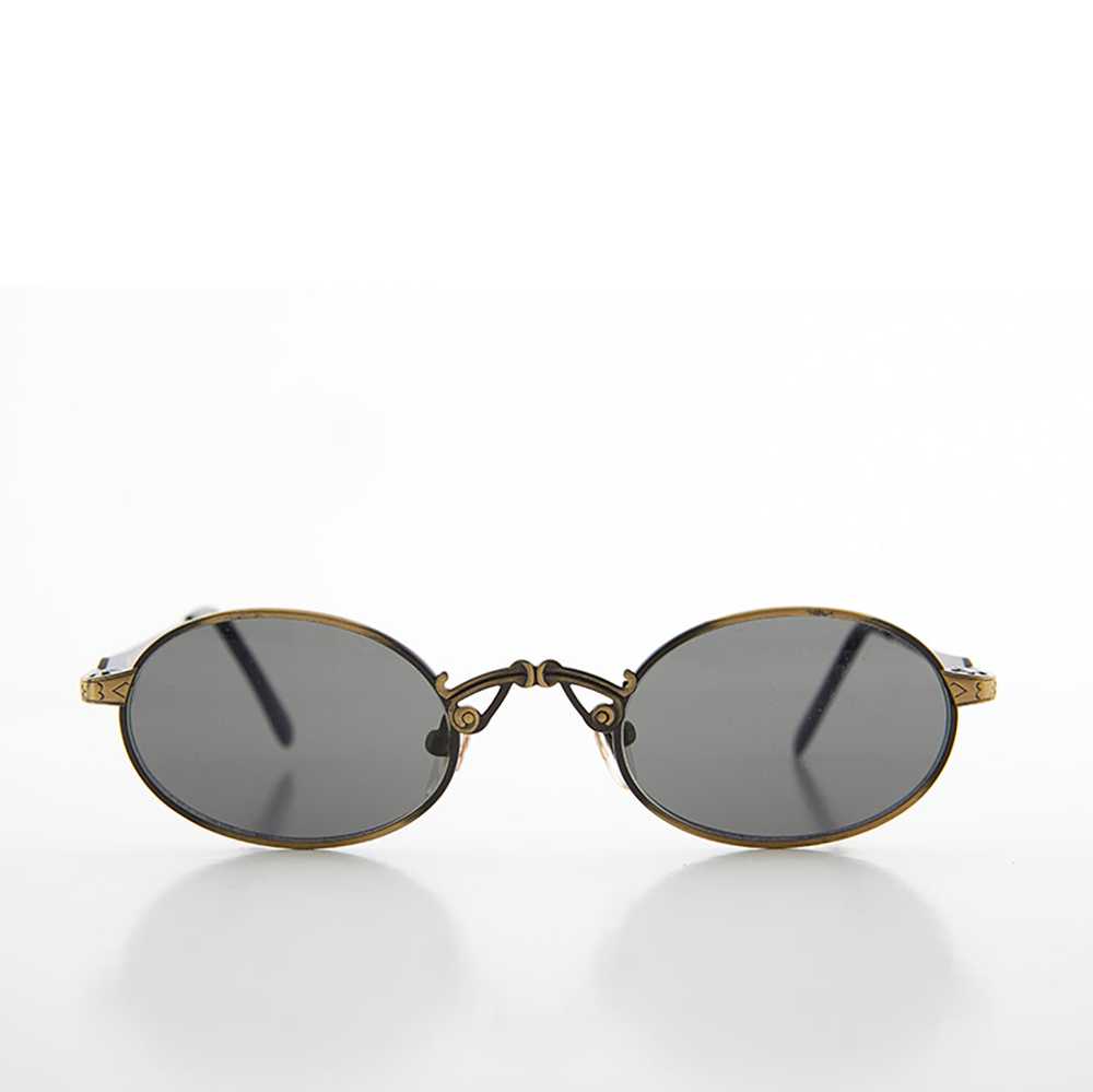 Small Oval Victorian Steampunk 90s Sunglass - Leo… - image 5