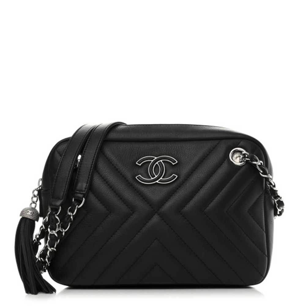 CHANEL Calfskin Diagonal Chevron Quilted Tassel C… - image 1