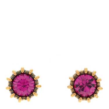 GUCCI Crystal Stud Earrings Aged Gold Pink - image 1