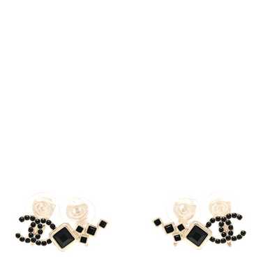 CHANEL Metal Crystal Enamel CC Clip On Earrings B… - image 1