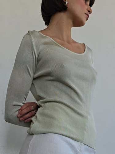 Vintage Mint Woven Knit Top - Pale Green