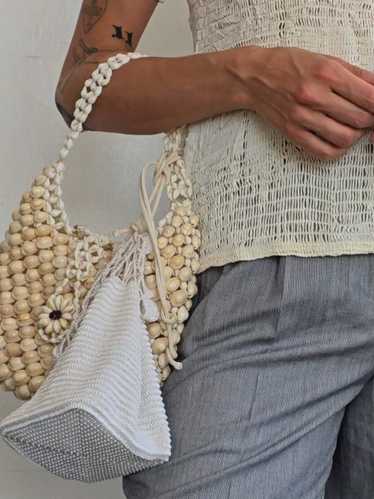 Vintage Cowrie Shell Purse - Cream