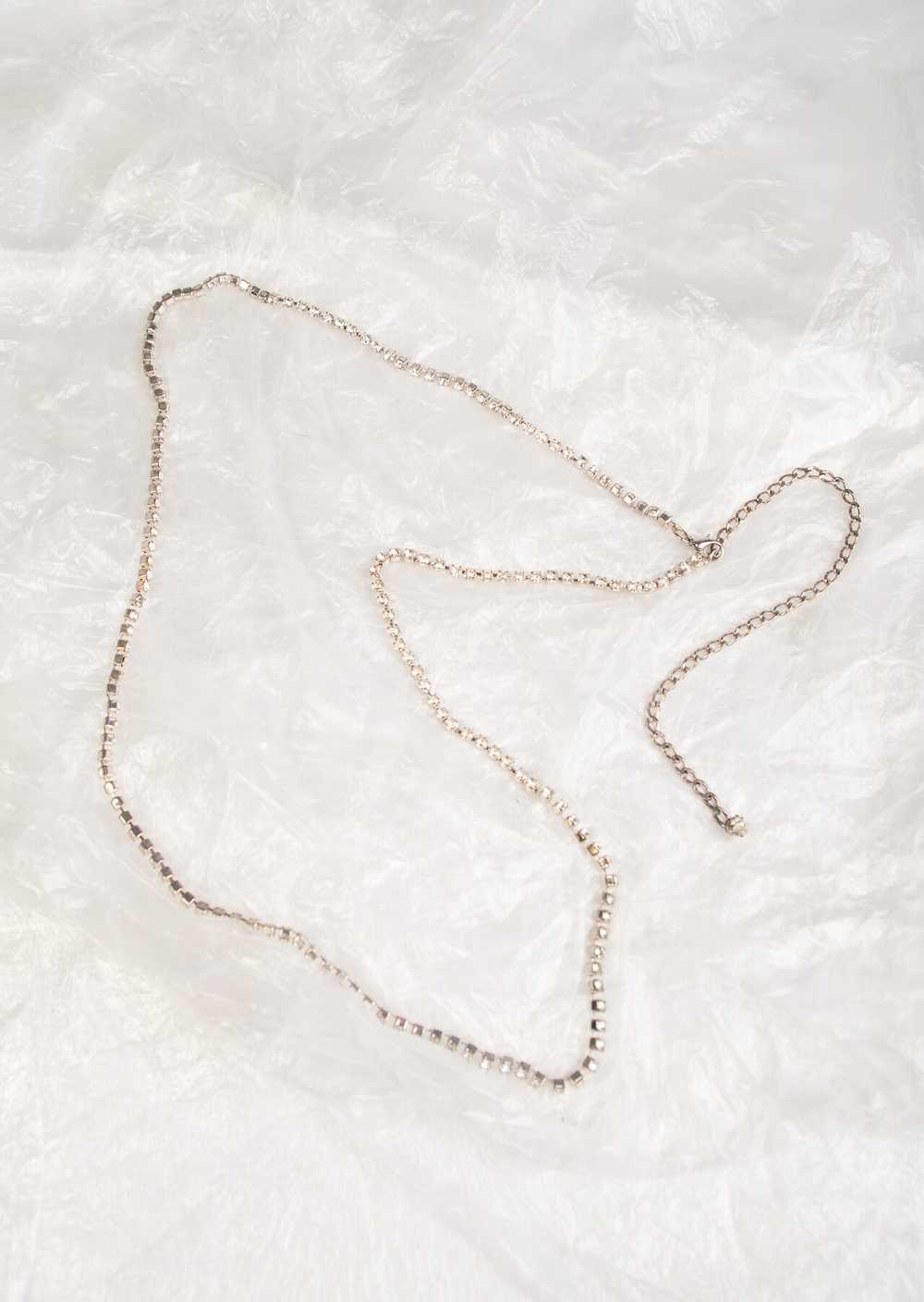 Vintage Y2K Waist Chain Belt in Silver with Rhine… - image 4