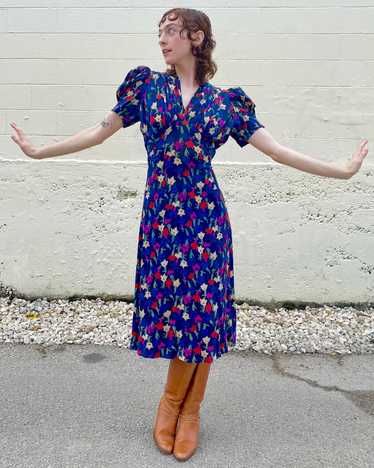 Moonlit Garden 40's Floral Day Dress