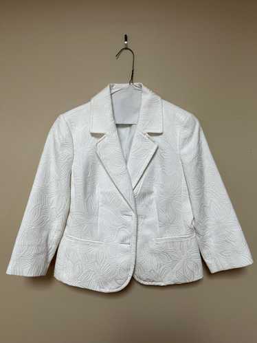 Talbots White Blazer with Floral Texture